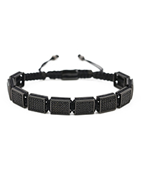Fashion Grab The Black Micro Inlaid Zircon Woven Rectangular Bracelet