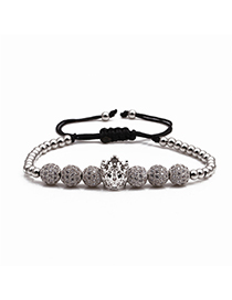 Fashion White K Micro Inlaid Zircon Crown Copper Ball Braided Diamond Ball Bracelet
