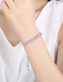 Fashion Platinum Brass Zirconium Geometric Adjustable Pullout Bracelet
