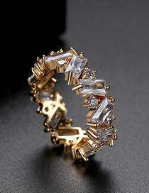 Fashion White Zirconium 8 # 18k Gold Plated Irregular Ring With Diamonds