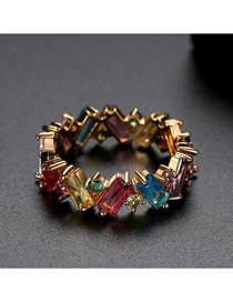 Fashion Color 8 # 18k Gold Plated Irregular Contrast Ring