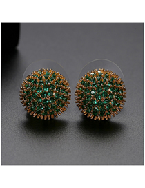 Fashion Green 18k Round Geometric Stud Earrings With Diamonds