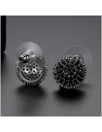 Fashion Black Zirconium Diamond-plated White Gold Geometric Stud Earrings
