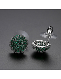 Fashion Green Diamond-plated White Gold Geometric Stud Earrings