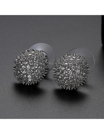 Fashion White Diamond-plated White Gold Geometric Stud Earrings
