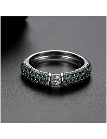 Fashion 9 Yards In Green Copper-set Zircon Contrast Alloy Ring