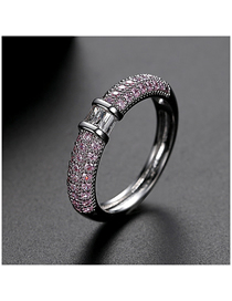 Fashion Pink 7 Yards Copper-set Zircon Contrast Alloy Ring