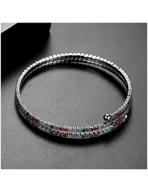 Fashion Color Plated White Gold And Diamond Adjustable Bracelet