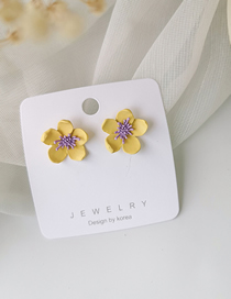 Fashion yellow Three-dimensional flower alloy earrings