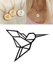 Fashion Golden Woodpecker Geometric Round Necklace 15mm
