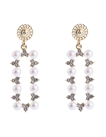 Fashion Golden Geometric pearl alloy diamond earrings