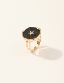 Fashion gold color+black star shape decorated ring