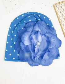 Fashion Blue Children's Fabric Dot Flower Hat