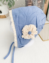 Fashion Blue Children's Fabric Lace Flower Tether Hat