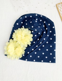 Fashion Navy Children's Fabric Dot Flower Hat