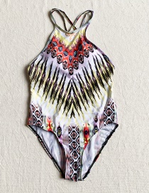 Fashion Color Printed One-piece Swimsuit