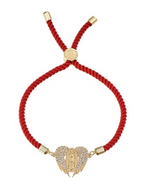 Fashion Red Brass Inlaid Zircon Wing Braided Wire Rope Bracelet