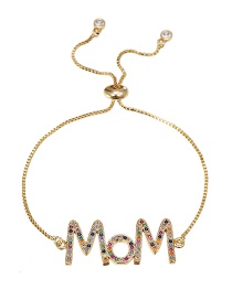 Fashion Golden Brass Zircon Letter Mom Bracelet