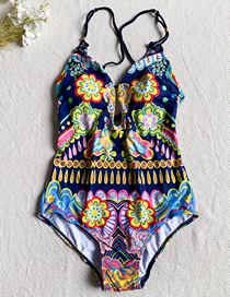 Fashion Color Geometric Print Sling Swimsuit