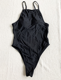Fashion Black Solid Color One-piece Swimsuit