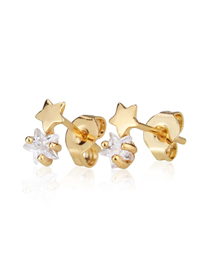 Fashion Gold-plated White Zirconium Small Studded Star Stud Earrings With Zirconium