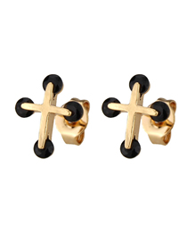 Fashion Gold-plated Black Zirconium Small Studded Cross Earrings With Zirconium