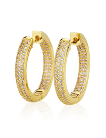 Fashion Gold-plated White Zirconium Copper Plating Zirconium-embedded Three-row Round Earrings