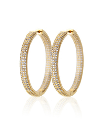 Fashion Gold-plated White Zirconium Cu-plated Three-row Round Earrings With Zirconium On Both Sides