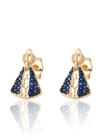 Fashion Gold-plated Blue Zirconium Copper Plated Zircon Mini Stud Earrings