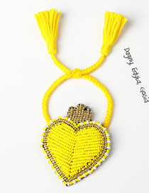 Fashion Yellow Love Hit Color Rice Beads Hand-woven Tassel Bracelet