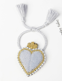 Fashion White Love Hit Color Rice Beads Hand-woven Tassel Bracelet