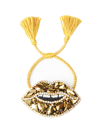 Fashion Yellow Gold-plated Tassel Bracelet With Diamonds