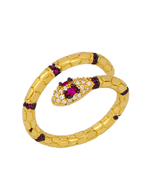 Fashion Purple Micro Inlaid Zircon Snake-shaped Alloy Embossed Ring