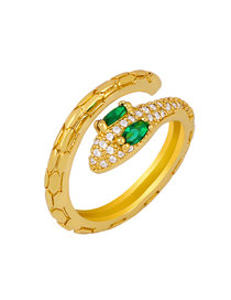 Fashion Green Adjustable Snake Ring With Diamond Opening