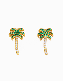 Fashion Green Coconut Diamond Stud Earrings