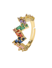 Fashion Golden Crown Cubic Micro Set Inlaid Zircon Opening Adjustable Ring