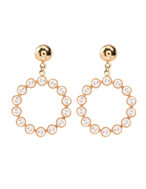 Fashion Golden Round Alloy Earrings With Pearls