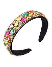 Fashion Color Wide-edge Crystal Alloy Headband
