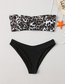 Fashion Leopard Print Bandeau Leopard Print Split Swimsuit