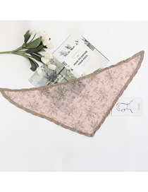 Fashion Pink Cotton Contrast Color Lace Small Floral Triangle Scarf