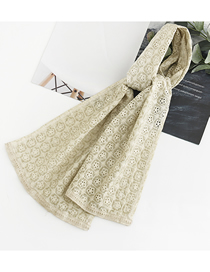 Fashion Beige Embroidered Small Plaid Cotton Cutout Scarf