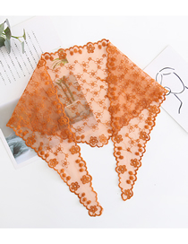 Fashion Pumpkin Orange Full Lace Flower Triangle Scarf