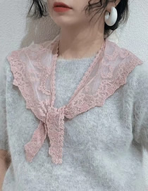 Fashion Rose Pink Full Lace Embroidered Scarf Turban Multifunctional