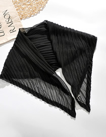 Fashion Black Contrast-edged Chiffon Wrinkled Rhombus Shawl Scarf