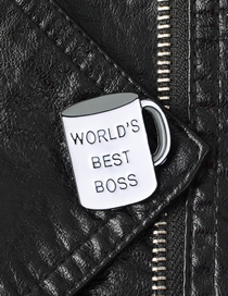 Fashion Gray World's Best Boss Cup Enamel Alloy Drip Badge