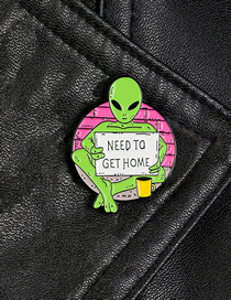 Fashion Green Alien Need To Get Home Brooch