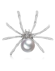 Fashion White K Alloy Pearl Brooch With Spider