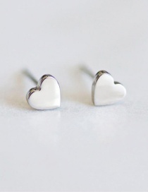 Fashion Silver Titanium Steel Shiny Heart-shaped Stainless Steel Earrings