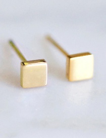 Fashion Golden Shiny Stainless Steel Geometric Square Earrings