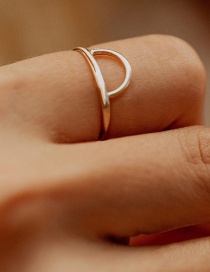 Fashion Silver Stainless Steel Geometric Cutout Thin Edge Ring
